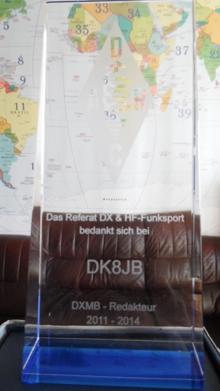 Ehrung DK8JB als DXMB-Redakteur